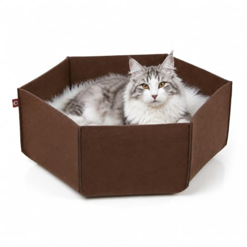 CanadianCat Company | Filzlounge AVA | L braun | Katzenbett aus Filz, Katzennest, Filzbett, Katzenkorb, Katzenkissen, Liegeplatz, Haustierbett