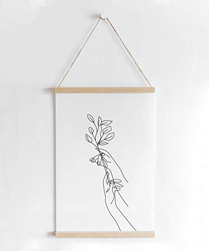 kartenkuss.de Skandi-Poster mit Posterleiste, minimalistisches one-line schwarz-weiß Motiv en rad hand, skandinavisches Poster inkl. Posterschiene aus Holz (Leinenoptik 200g/m², DIN A2)