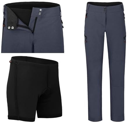 Bergson Vina | Damen Radhose (mit gepolsterter Innenhose) - Inklusive herausnehmbarer Rad-Innenhose (gepolstert), Robust & elastisch, Wasserabweisend (PFC-frei), Schnelltrocknend, Comfort-Bund, 5 Tas