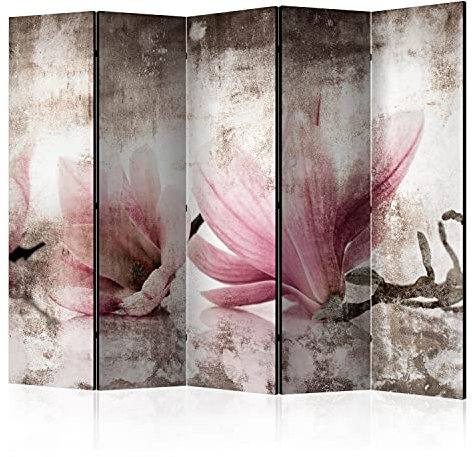 murando Raumteiler Foto Paravent Blumen Magnolien 225x172 cm beidseitig auf Vlies-Leinwand Bedruckt Trennwand Spanische Wand Sichtschutz Raumtrenner Natur Betonoptik Zen Spa