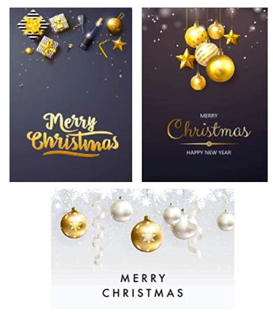 3 Premium Weihnachtskarten Klappkarten 12x18cm mit 4 edlen weißen Umschläge - rechteckige Grußkarten für Weihnachten Karten Postkarten Weihnachtskarten für Weihnachtsgrüsse