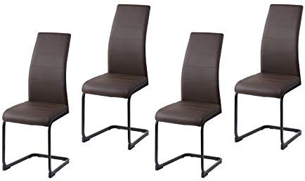 HTI living Schwingstuhl SallyP PU Braun Freischwinger Esszimmerstuhl Kunstleder 4-teilig
