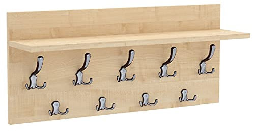 40x80 | VERTI Garderobenpaneel Wandgarderobe Garderobe Wandpaneel Kleiderstange CHROM | AHORN