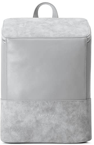 Expatrié Rucksack Damen Klein Grau - Malou - Kleiner Leder Cityrucksack für Uni, Business und Alltag - Lederrucksack Elegant aus Veganem Kunstleder - Wasserabweisend