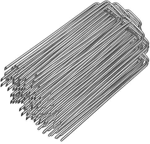 Randaco Lot de 200 piquets d'ancrage au sol en acier galvanisé - Pour toile anti-mauvaises herbes, non-tissé de jardin, clôture, jardin (150 x 25 mm - Ø 2,8 mm)