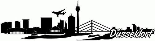 Skyline4u Düsseldorf Skyline Aufkleber Sticker Autoaufkleber City Gedruckt - 60x15,6cm schwarz
