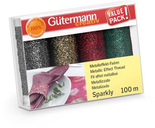 Gütermann Filo Impostato, Polyester, Multicolore, 100m, 4 unità