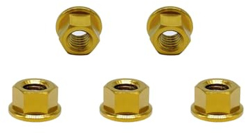RISON-Titanium 5 Pezzi Dado Flangiato Esagonale in Titanio M10x1.5mm, Dadi Esagonali di Bloccaggio DIN 1661, Dadi a Flangia Autobloccante di Pignone Controdado per Moto