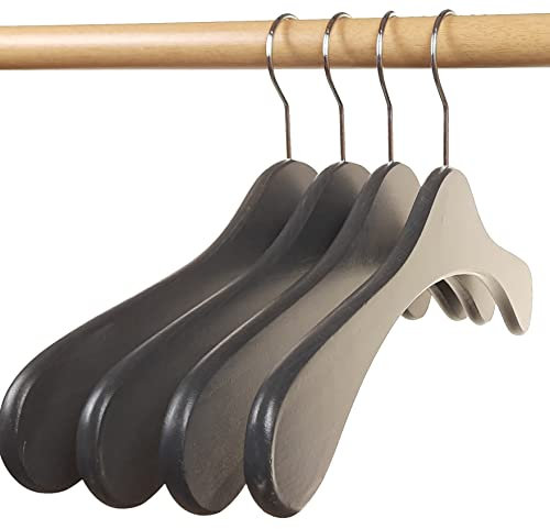 Kleiderbügel aus Holz, Garderobenbügel aus Buchenholz, 5 STK., Made in Austria (anthrazit gebeizt)