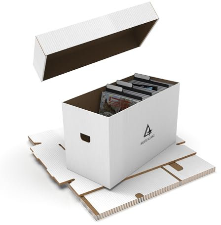 Premium Short Comic Book Storage Box (5 Pack - White). Thick Cardboard Comic Book Box/Cabinet. Comics Books Bin for 150-175 Collectibles. Comics Boxes Storage Case/Cabinet to Showcase Collectibles.