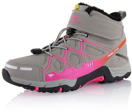 Fusskleidung® Damen Herren Wanderschuhe warm gefütterte Grau Pink Schwarz EU 39