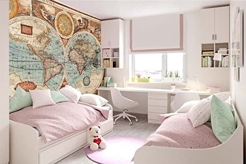 DIMEX LINE Non-Woven Photo Wallpaper Old MAP III 375 x 250 cm - Non-Woven Wallpaper, Wall Mural, Wall Art - Wallpaper for Living Room, Bedroom, Office, Kitchen