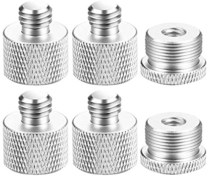 Huusuei 6pcs Mic Thread Adapter Set 5/8 Bushing to 3/8 Plug and 3/8 Bushing to 5/8 Plug Screws Adapter Threaded for Microphone Stand