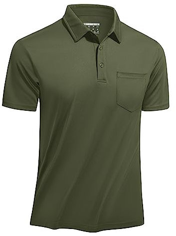 TACVASEN Herren Polo Basic Poloshirt Sommer T-Shirt Bequem Freizeitshirts Atmungsaktiv Tee Golf Sportshirt (M, Armeegrün)