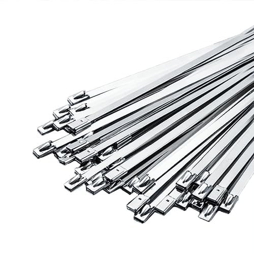 Minidiva 100pcs 304 Stainless Steel Tie, Metal Cable Ties with Rolling Self Locking, Steel Locking Ties, Suitable for Binding Cable, Garden Repair (4.6 * 200mm)