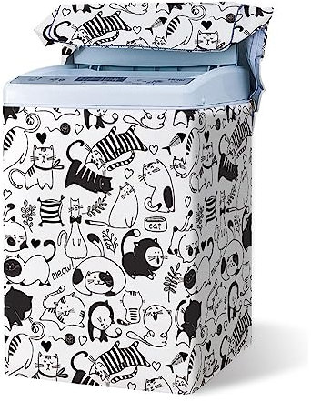 Odot Washing Machine Cover Top Load Waterproof Dustproof Washer Machine Dryer Protector Sunscreen Washer Dryer Cover for Most Top Load Washer Dryer (Hand painted,XS Capacity 2-4.2kg)