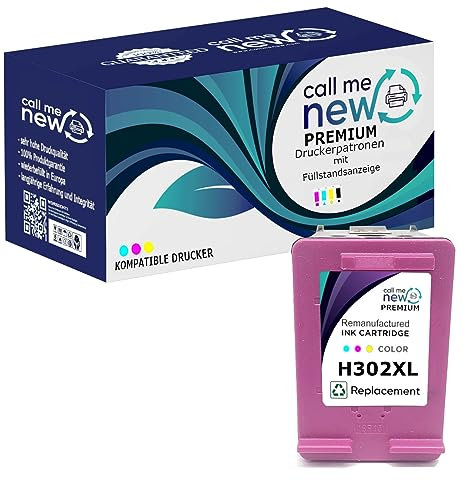 callmenew Premium DRUCKER Tinte PATRONE Remanufactured kompatibel für HP 302XL farbig OfficeJet 3634 3830 3831 3832 3833 3834 4650 mit Füllstandsanzeige