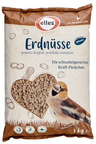 Elles gehackte Erdnüsse für Wildvögel 1 kg I Schnabelgerechte Energie-Booster I 100% natürlich I Schalenfrei & Ambrosia-kontrolliert I Optimales Ganzjahresfutter für Wildvögel
