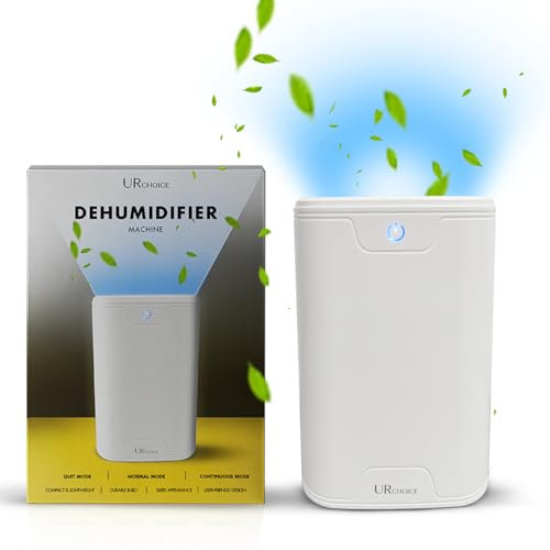URCHOICE Dehumidifier 700ml - Ultra-Quiet with Fast Moisture Removal - Auto Shut-Off and LED Light - Compact and Portable for Home, Office, Basement - Ideal for Bedroom and Small Spaces (WHITE)