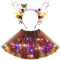 Tacobear Leuchtende REH Kostüm Kinder Mädchen LED Tutu Rock mit Rentier Haarreif Elch Rentier Kostüm Weihnachtskostüm Halloween Karneval Fasching Cosplay Verkleidung