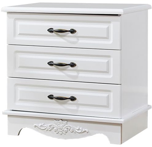 MKYOKO 3 4 5 6 weiße Schublade Kommode, Schublade Kommode für Schlafzimmer, hohe Lagerung Kommode Kommode Schrank Veranstalter Einheit mit Händen und geschnitzten Design, für Schlafzimmer,3 Drawer