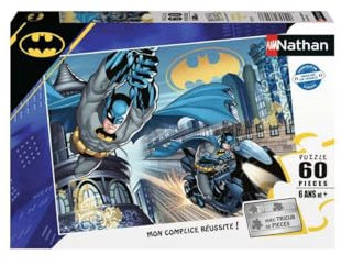 Nathan Kinderpuzzle, 60 Teile, Batman, der Schwarze Ritter, Mädchen oder Jungen ab 6 Jahren, hochwertiges Puzzle, Dicker und widerstandsfähiger Karton, Abenteuer, 86223