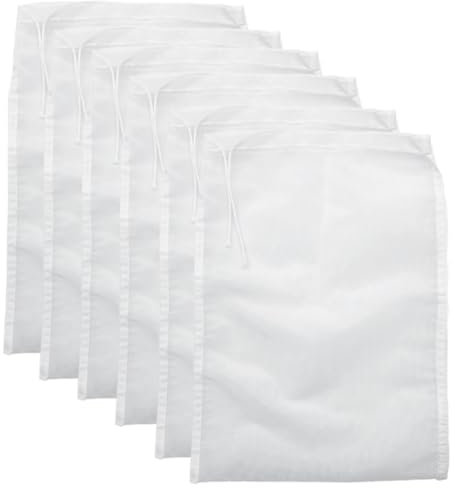 6 Paquets Écrou Lait Passoire Filtres à Thé Réutilisable Sachet Tissu de Filtre Sac à Lait de Noix Sac avec Cordon Ultra Fine Chiffon à Fromage pour Filtrer le Fromage Yaourt Grec Fruits Tofu 30*20cm