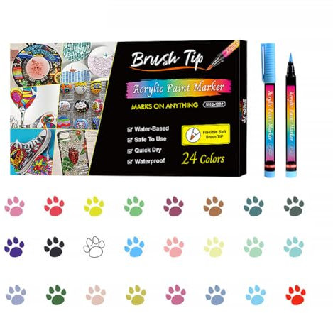 Surakey 24PCS Dog Nail Polish Pen - Pet Nail Polish Pens Graffiti Marker Pen Quick Dry, Pet Safe Nail Polish Colors Set, Pets Nail Polish Cat Paw Graffiti and DIY Painting Pen