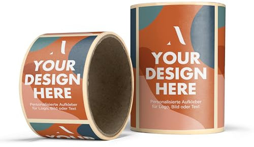 Aufkleber selbst gestalten – ab 50 Stück – rechteckig, quadratisch – Papier, Folie – personalisierte Sticker auf Rolle – Logo Aufkleber, Etikett für Gastgeschenke, handmade Produkte – selbstklebend
