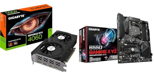 Gigabyte NVIDIA GeForce RTX 4060 WINDFORCE OC Graphics Card & B550 Gaming X V2 ATX Motherboard for AMD AM4 CPUs