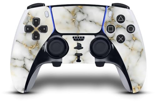 Head Case Designs Weiß Und Gold Marmor Vinyl Haut Gaming Aufkleber Abziehbild Abdeckung kompatibel mit Sony Playstation 5 PS5 DualSense Edge Controller