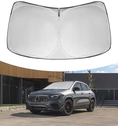 Rogierra Parasol para parabrisas para Mercedes GLA 2019-2024, accesorios, plegable, protector solar para ventana delantera, color plateado