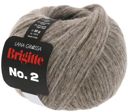 LANA GROSSA Brigitte Nr.2 | Edle Netzgarnstruktur aus Alpaka und Baumwolle | Handstrickgarn aus 47% Alpaka, 45% Baumwolle & 8% Schurwolle | 50g Wolle zum Stricken & Häkeln | 140m Garn FB 69
