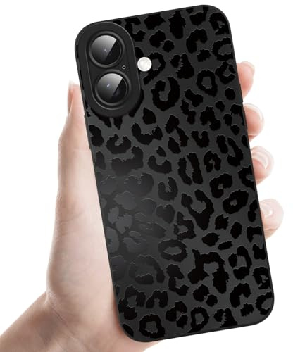 Coalbooliy Handyhülle für iPhone 16 Plus hülle 6,7'', Aesthetic Leopard Leoparden Muster Design Schwarz Weiche TPU Silikon Stoßfest Kameraschutz Schutzhülle Bumper Ultra Dünn Mädchen Case, 04