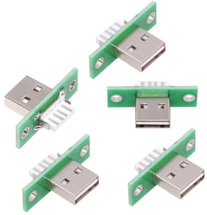 chenyang 5 Pack USB 2.0 DIY Anschluss, USB 2.0 Stecker umkehrbarer Einsteckanschluss Reparatur Ersatz Lötadapter mit Schraubloch für die Schalttafelmontage