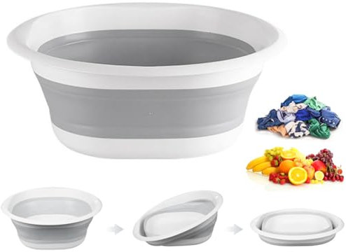Cuenco plegable de 3 litros, lavabo portátil de mano, lavabo plegable, lavabo retráctil de almacenamiento de alimentos, lavabo multiusos para exteriores, para cocina, viajes, camping, senderismo