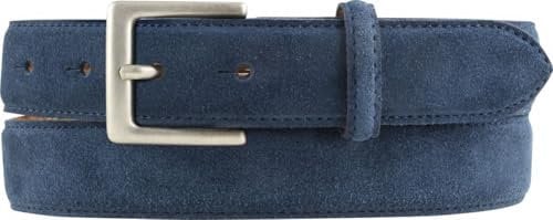 BELTINGER Gürtel aus Veloursleder 3,0 cm | Velour-Ledergürtel für Herren 30mm | Wildleder-Gürtel mit antik-silber Gürtelschließe | Marine 100cm