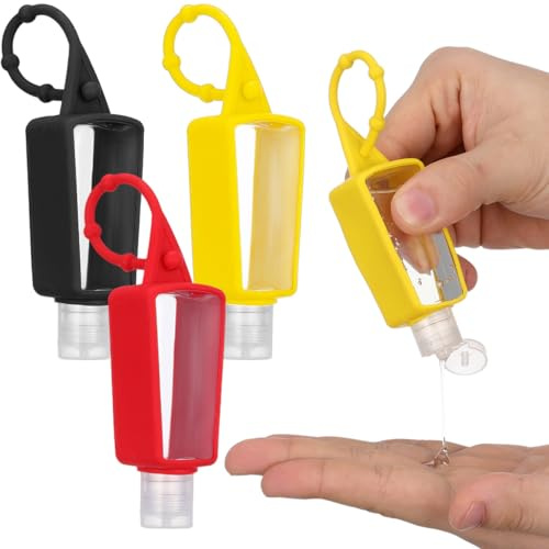 minkissy Leak Proof Silicone Sleeve Travel Bottles Set 4 Pack Refillable Liquid Containers Portable Toiletries Dispenser for Shampoo Lotion Soap 4 X 4.92 X 1.18In