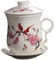 Tasse de thé avec infuseur 4pcs / tasses à thé réglées avec infuseur et couvercle en céramique tasse de thé vintage tasse infuseure tasse de pêche fleurie floral tasse d'affaires cadeau tasse de th