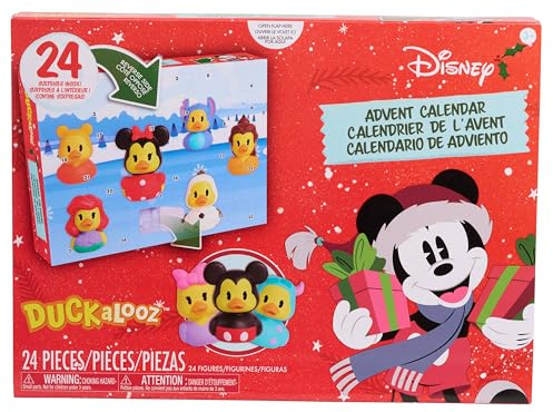 Just Play Disney Duckalooz-Adventskalender, 24-teilig, 3,8 cm große Plastikenten, inspiriert von Disney‘s Mickey Mouse, Lilo & Stitch und mehr, Spielzeug für Kinder, Mädchen und Jungen ab 3 Jahren