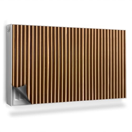 Couverture Magnétique 110x60 cm Protège et Décore Cache Radiateur Anti-poussière Facile à Installer Tapis Design pour Radiateurs - Lamelles en Bois foncé et Naturel, Verticales