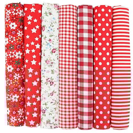 Yuiturt 7-Pack 50x50cm Baumwollstoff Set - Patchwork, Nähen, Quilten & Basteln Stoffreste, verschiedene Muster für DIY Projekte