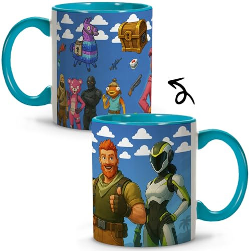 LolaPix Tasse Fornite. Tasse personnalisée en céramique 330 ml. Cadeaux geeks. Accessoires gaming. Fornite PERSONNAGES