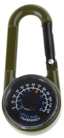 Multifunktionaler Karabiner mit eingebauten Thermometern, Outdoor-Hakenkompasse, Camping, Wandern, Bergsteigen, Schnallen, Multifunktionswerkzeug, Schlüsselanhänger