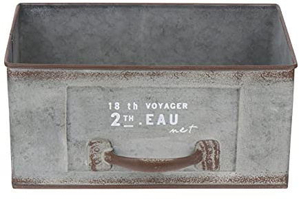 Retro Eisen Blumentopf mit Schubladen Design, Kleiner Pflanzkübel Grau | Rutschfester Beweglicher Topf für Balkon und Garten, Vintage Deko für Sukkulenten