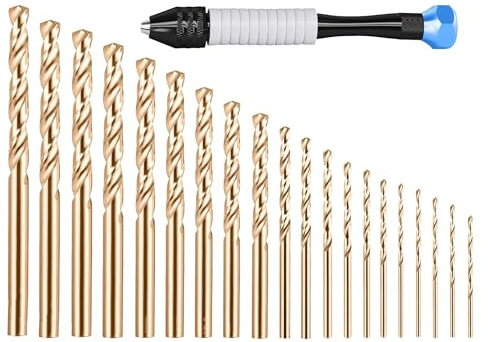 HAXIHA Kit Trapano a Mano 20pezzi Punte in Metallo HSS,0,5-2,4mm Set Punte da Trapano,Punte per Trapano in Acciaio Rapido Cobalto,Elicoidale Twist Drill Bits per Utensili Foratura Modellismo fai-da-te