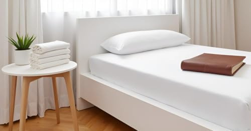 Homeable Weißes Spannbettlaken 160 x 260 + 30 cm mit Kappe – 100% Baumwolle – Kochfest bis 95 °C – Oeko-TEX Zertifiziert – Erhältlich in Standard & Premium (180 GSM) Ausführung