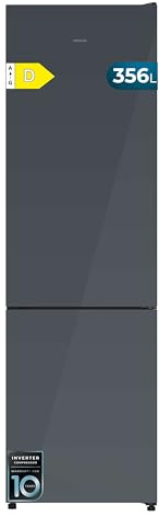 Cecotec Kühlschrank Kombi 356L Bolero CoolMarket Combi 356i Grau Glas D. 200cm Höhe, 59,5 cm Breite, Klasse E, Multi Airflow Technologie, FreshnessFlex und HumidityFlex HUB
