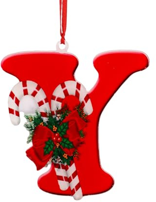 26 Letter Christmas Tree Ornaments, Alphabet Personalized Christmas Holiday Tree Ornament Hanging Pendant for Party Home DIY Craft Decoration Supplies (Y)