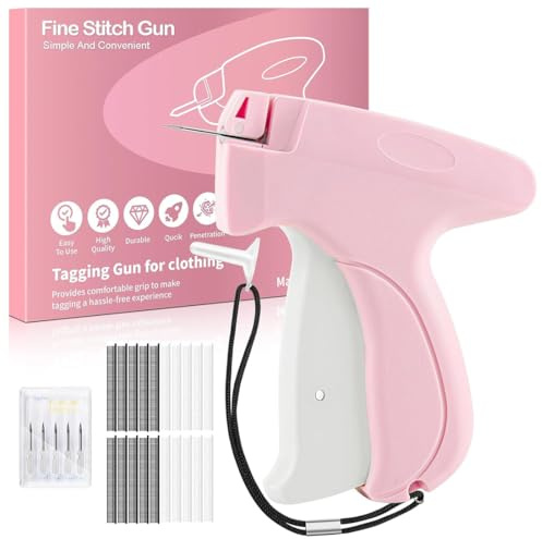 Schnelles Fixiergerät für Kleidung, Fixiergerät für Kleidung, Quilt-Nähen Nadel, Quick Clothing Fixer Schnelles Mini-Stichsäumpistole mit 5 Nadeln 2000 Plastiknadel